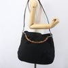 Gucci Vintage Bamboo Handle Open Hobo Nylon