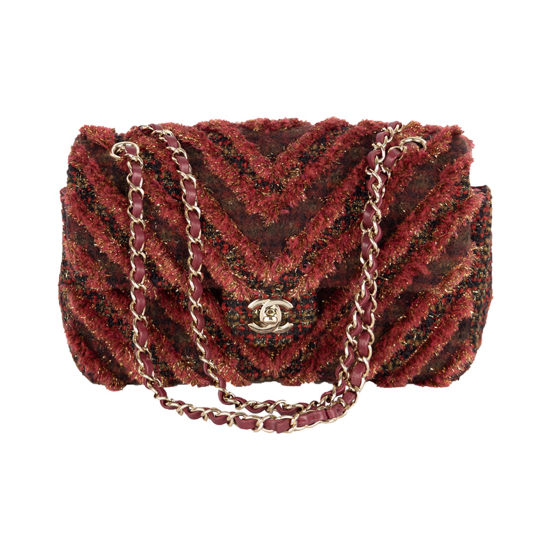 Secondhand Chanel Red Tweed Flap Bag