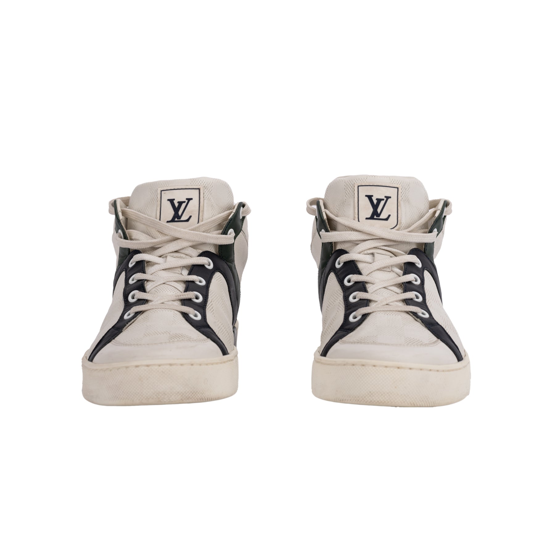 Louis Vuitton White Leather And Suede Low Top Sneakers Size 44.5