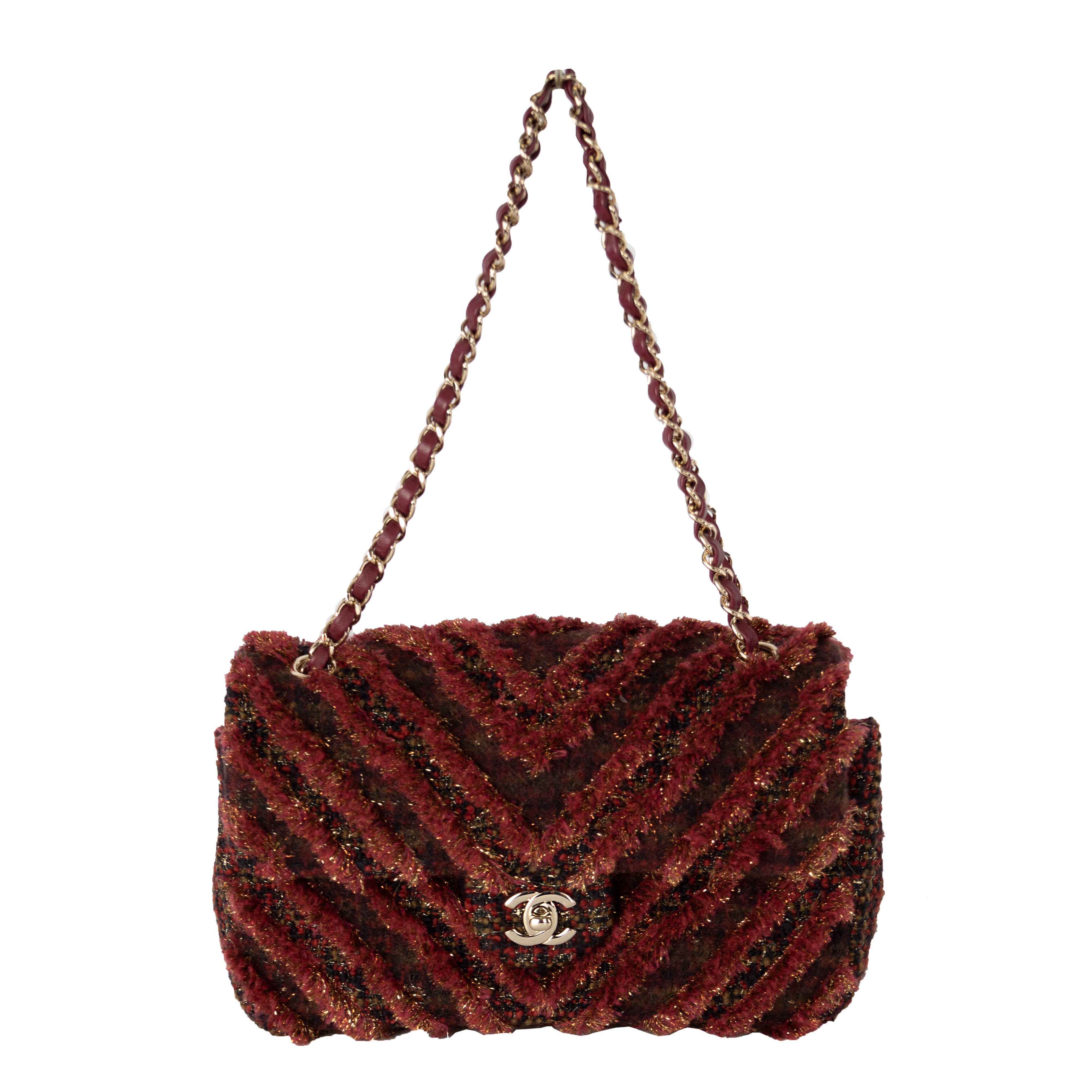 Chanel Red Leather and Tweed Flap - Ann's Fabulous Closeouts