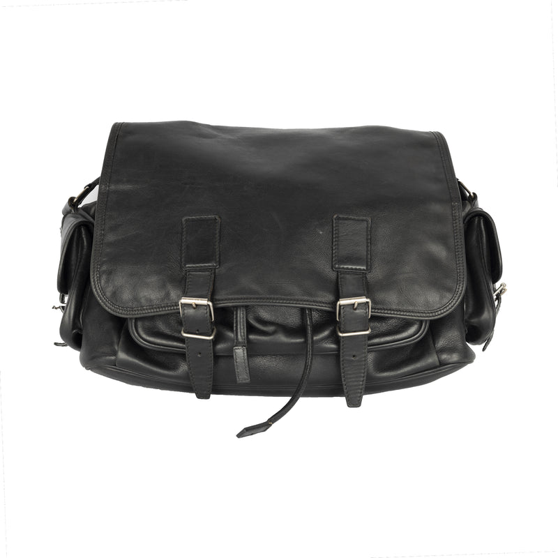 Secondhand Saint Laurent Black Leather Crossbody Messenger Bag