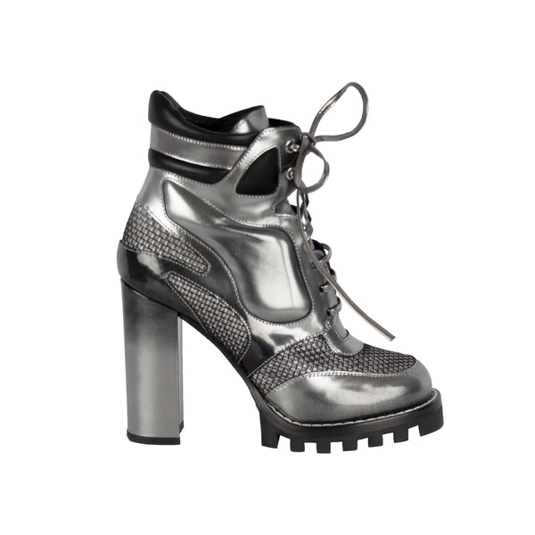 Pre-owned Louis Vuitton Black Leather Digital Gate Platform Ankle Boots  Size 38