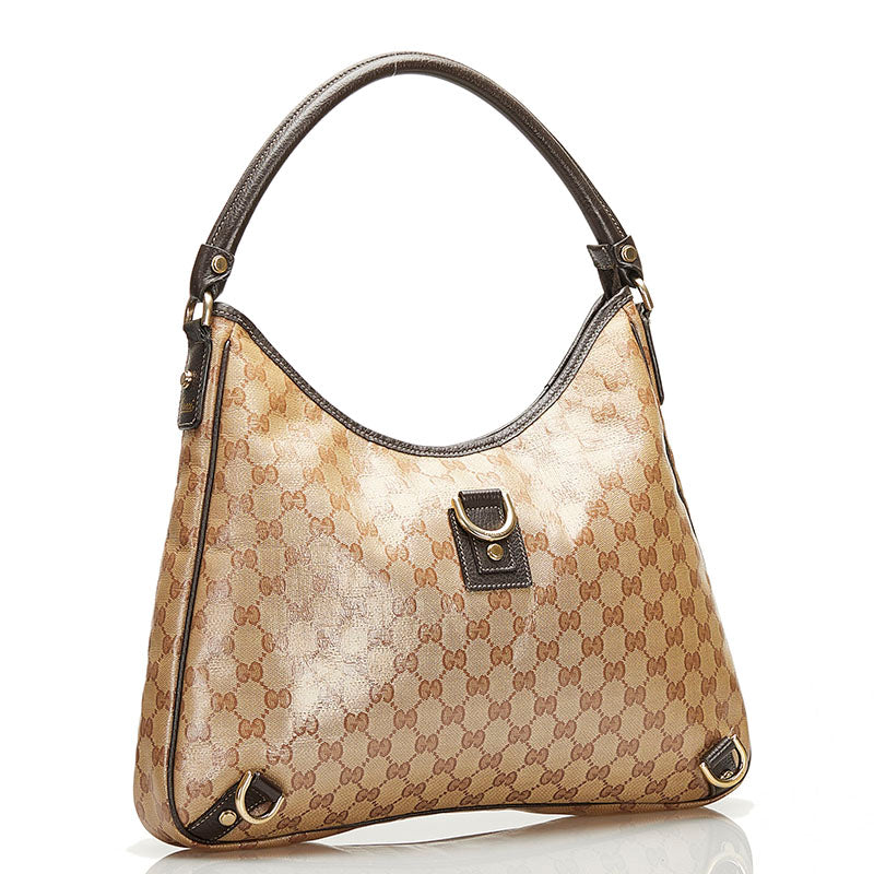 Gucci Beige GG Crystal Canvas Medium Abbey D-Ring Hobo Gucci