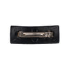 Chanel black satin and leather hair clip, with gold CC logo pre-owned