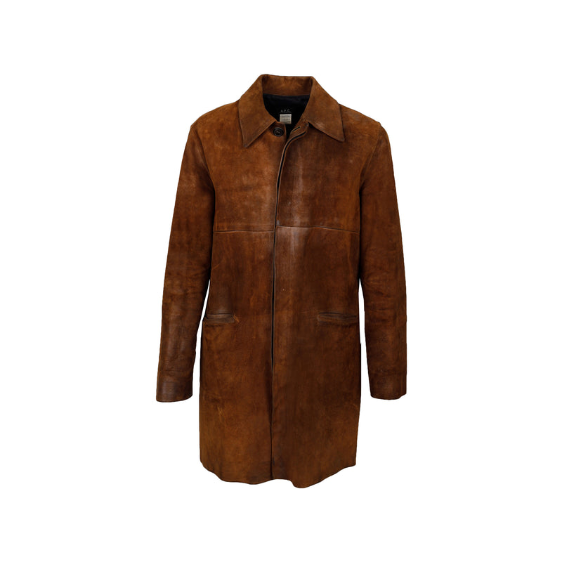 A.P.C brown long leather coat pre-owned