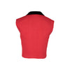 Chanel red linen double breasted crop vest, CC button fastening, frontal pocket pre-owned