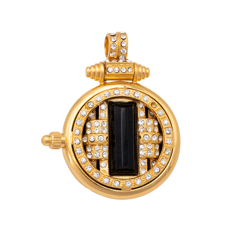 Gianfranco Ferré gold and black pendant with rhinestone pre-owned