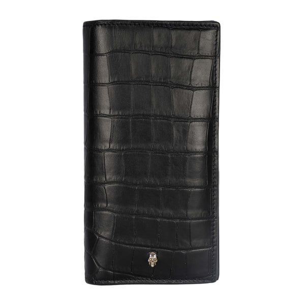 Alexander McQueen Black Croc Embossed Long Wallet - '20s | Luxury