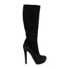 Secondhand Black Suede Platform Knee High Boots- '20s