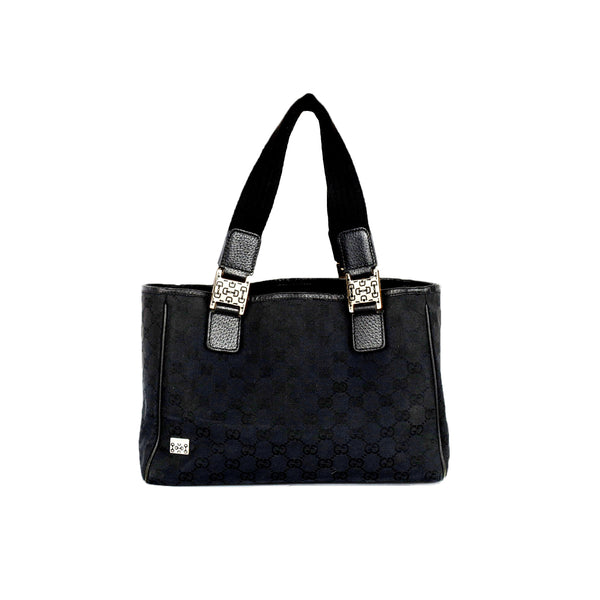 Gucci Vintage - Guccissima Canvas Shoulder Bag - Black - Leather