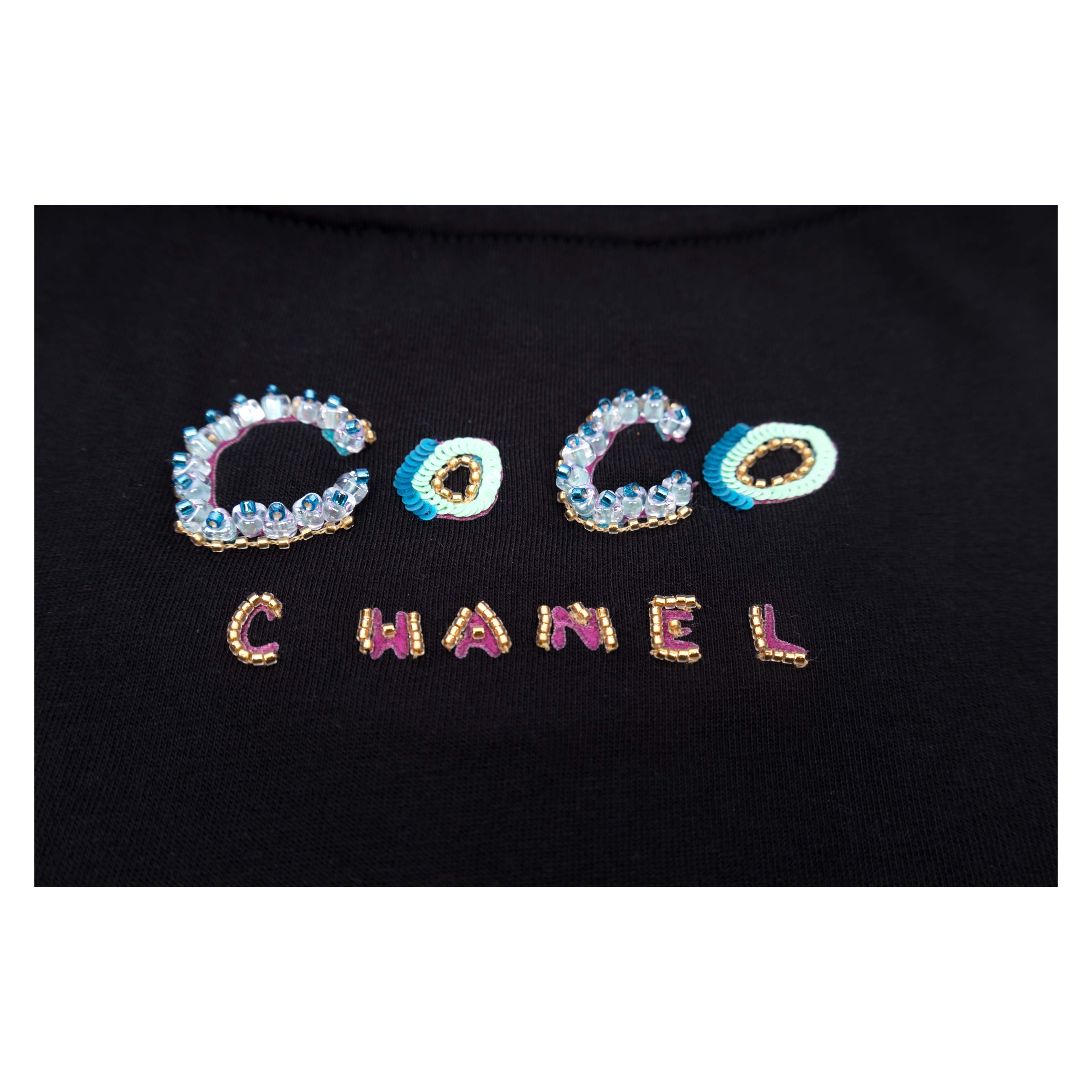 Chanel x Pharrell Black Embellished Cotton T-Shirt - '10s