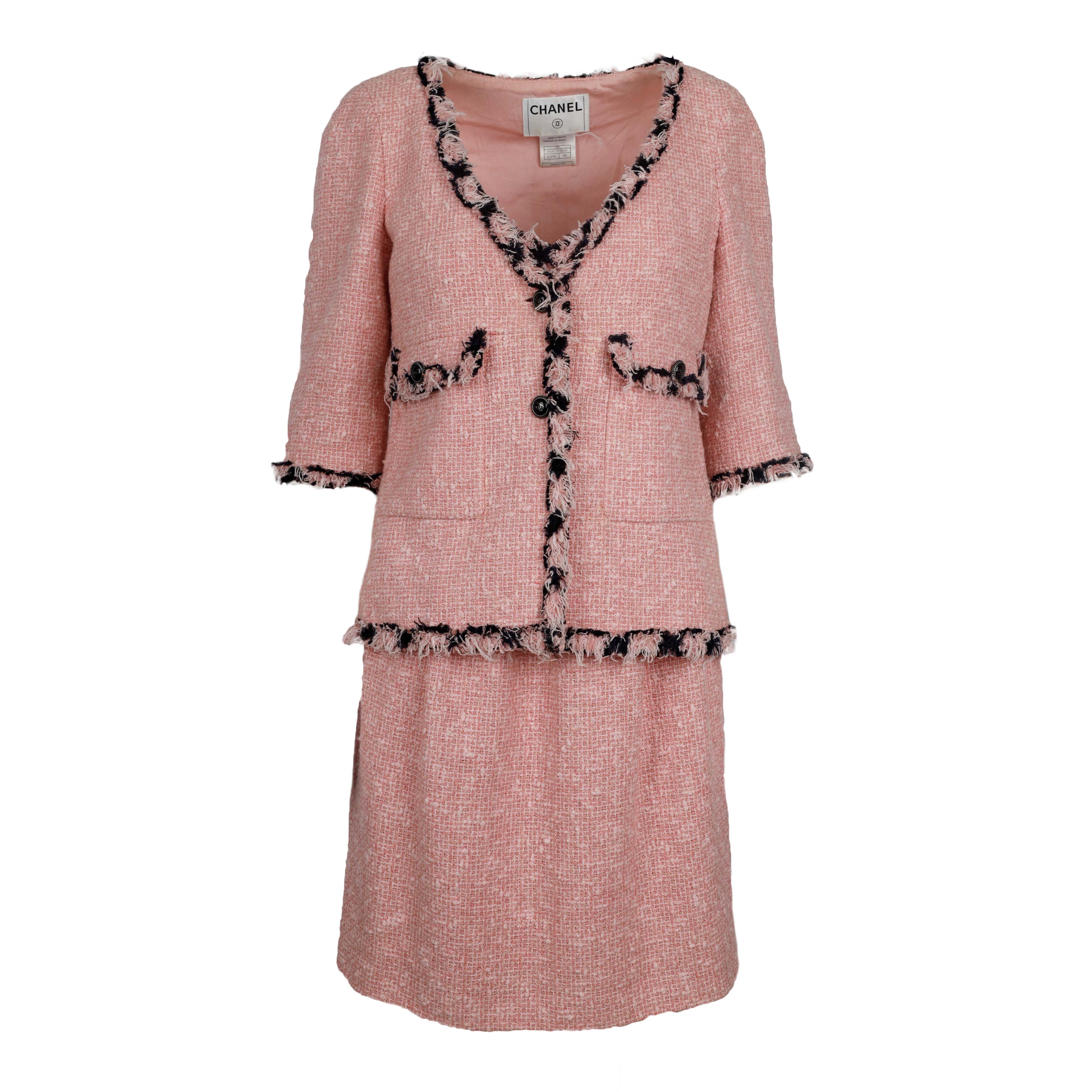 chanel pink tweed dress