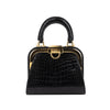 Dior black alligator leather mini bag. "Doctor Bag" style with snap closure and golden details. Interior lined in black calfskin with pocket pre-owned nft