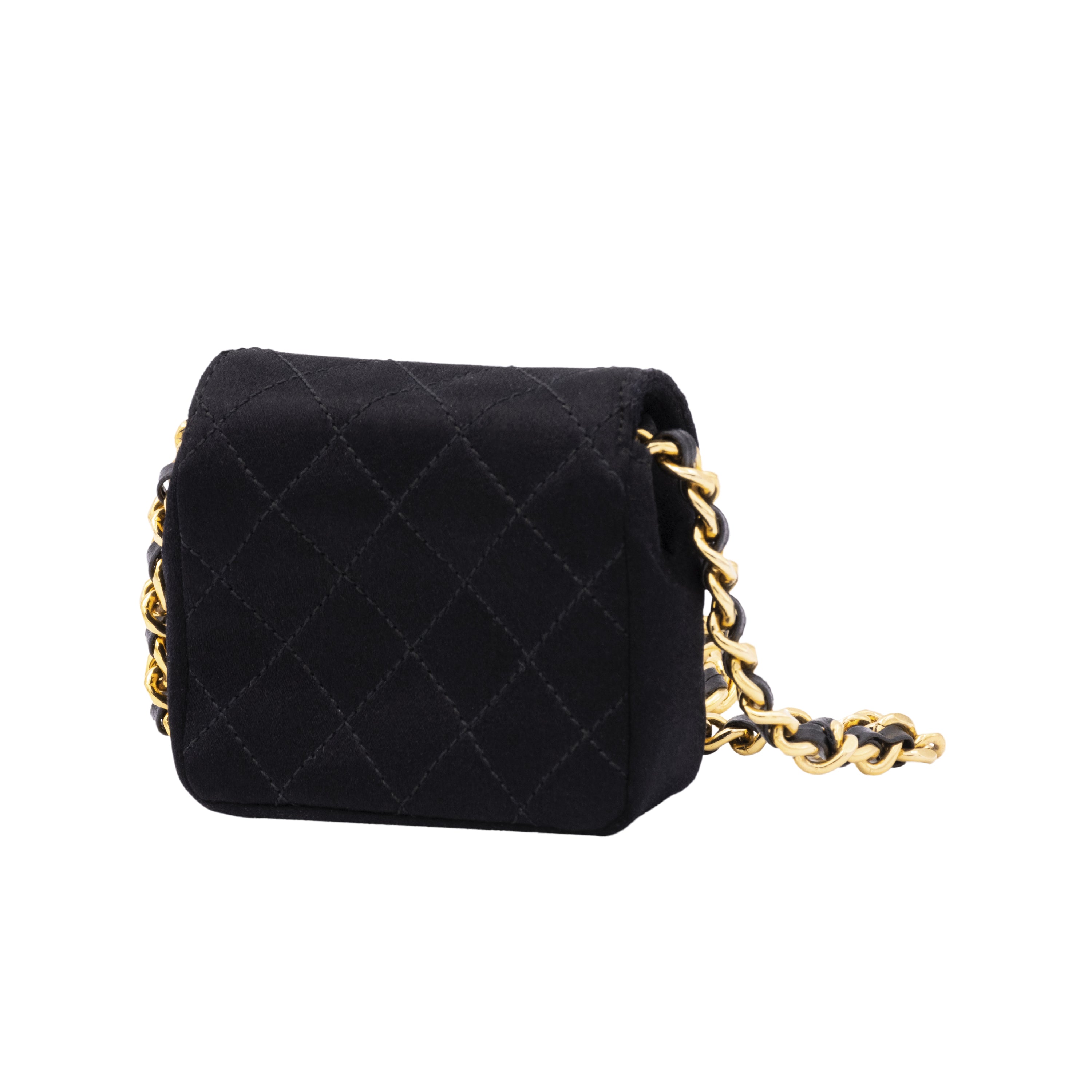 Black Micro Quilted Flap Bag - '90s