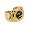 Chanel golden metal bracelet 1988 Rigid style open relief design CC logo  pre-owned nft