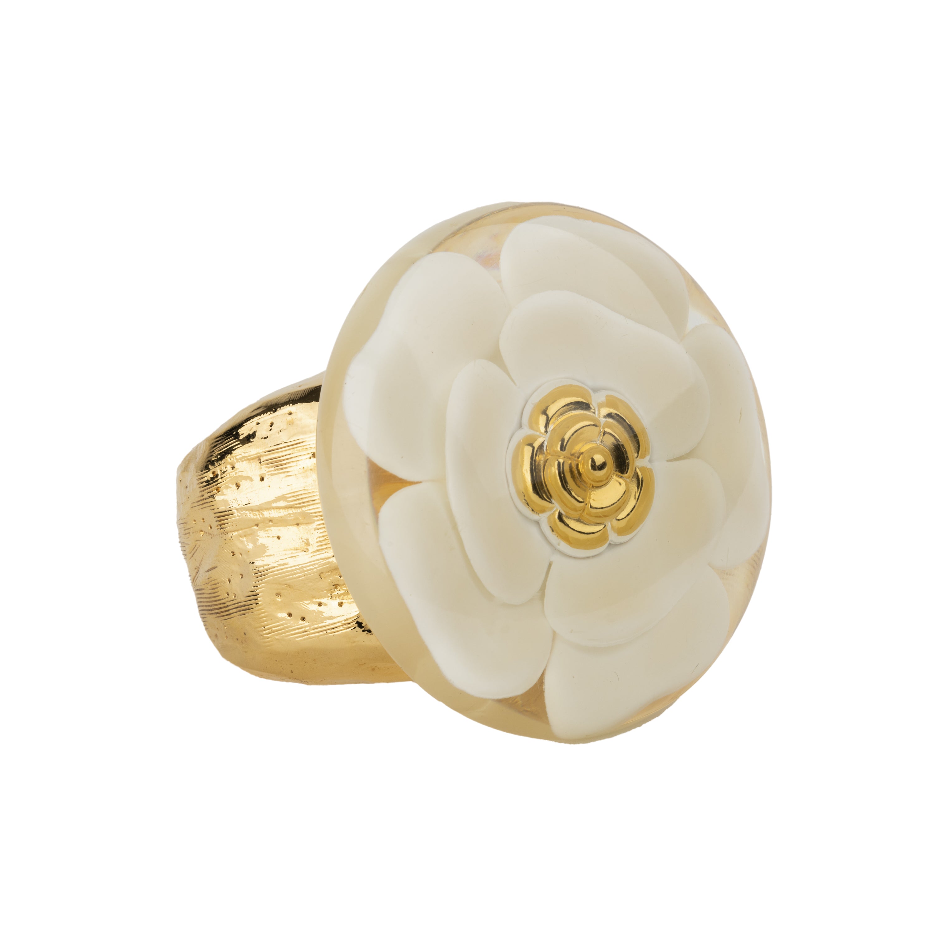 Chanel Camellia CC Crystal Pearl Bracelet Gold Metal Authentic Nib