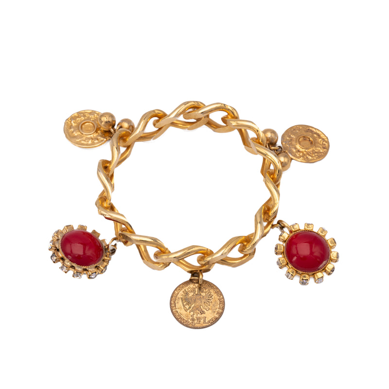 Collection Privée golden bracelet red charms pre-owned 