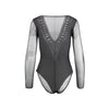 Gianfranco Ferré 90's black bodysuit, embroidered with cut details and long sleeves pre-owned