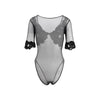 Gianfranco Ferré 90's black bodysuit, embroidered with black cord lace and half sleeves pre-owned