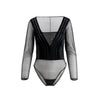 Gianfranco Ferré 90's black corduroy bodysuit. Sheer long sleeves with zip fastening on the side pre-owned