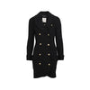 Chanel 1980's black double-breasted wool coat classic lapels double-breasted closure golden buttons long sleeves three patch pockets at the front pre-owned