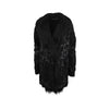 Diliborio black coat full coverage embroidery eco-fur inserts pre-owned