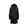 Girgio Brato black shearling coat. Long style, central zip fastening, fox fur collar pre-owned