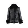 MSP black shearling jacket. Long sleeves, central zip fastening pre-owned