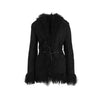 Gucci by Tom Ford black suede jacket from the Fall/Winter 1999 collection. Fitted style with Mongolian fur inserts and adjustable drawstring waist closure pre-owned nft