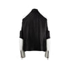 Balmain black and white contrasting leather jacket. Biker style with long sleeves, off-centre zip fastening with press studs, two fontal pockets, ribbed belt detailing at the bottom pre-owned