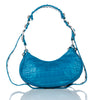 Balenciaga Croc Embossed Motocross Le Cagole Shoulder Bag Blue