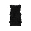 Giambattista Valli black silk t-shirt. Sleeveless, decorated with full coverage ruffles pre-owned